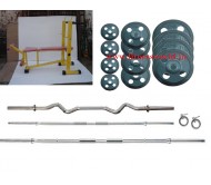 120 Kg Rubber Plates + 3 rods + Multi 6 in 1 Bench Heavy Duty